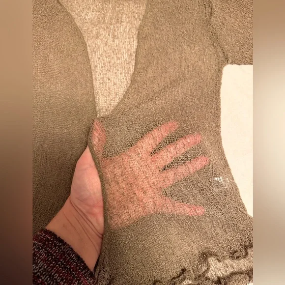 Brown Open Knit Women's Sweater - Picture 5 of 7